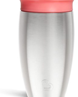 Stainless Steel Sippy Cups for Toddlers 1-3, Spill Proof Miracle 360 Cup, Insulated, 10 Ounce, Pink