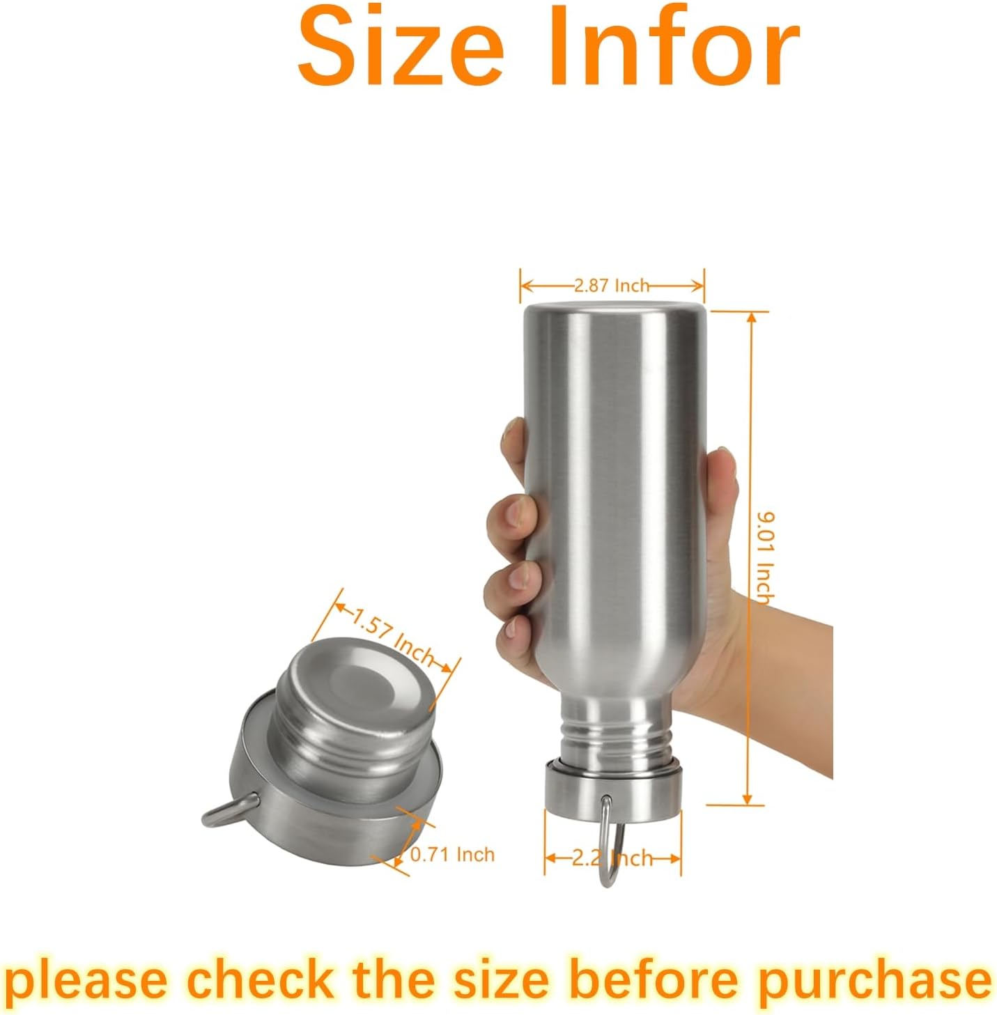 2 Pack Sports Water Bottle, 12OZ Single Walled 18/8 Stainless Steel Water Bottle for Cyclists, Runners, Hikers, Beach Goers, Picnics, Camping, Leak Resistant, Uninsulate - Image 2