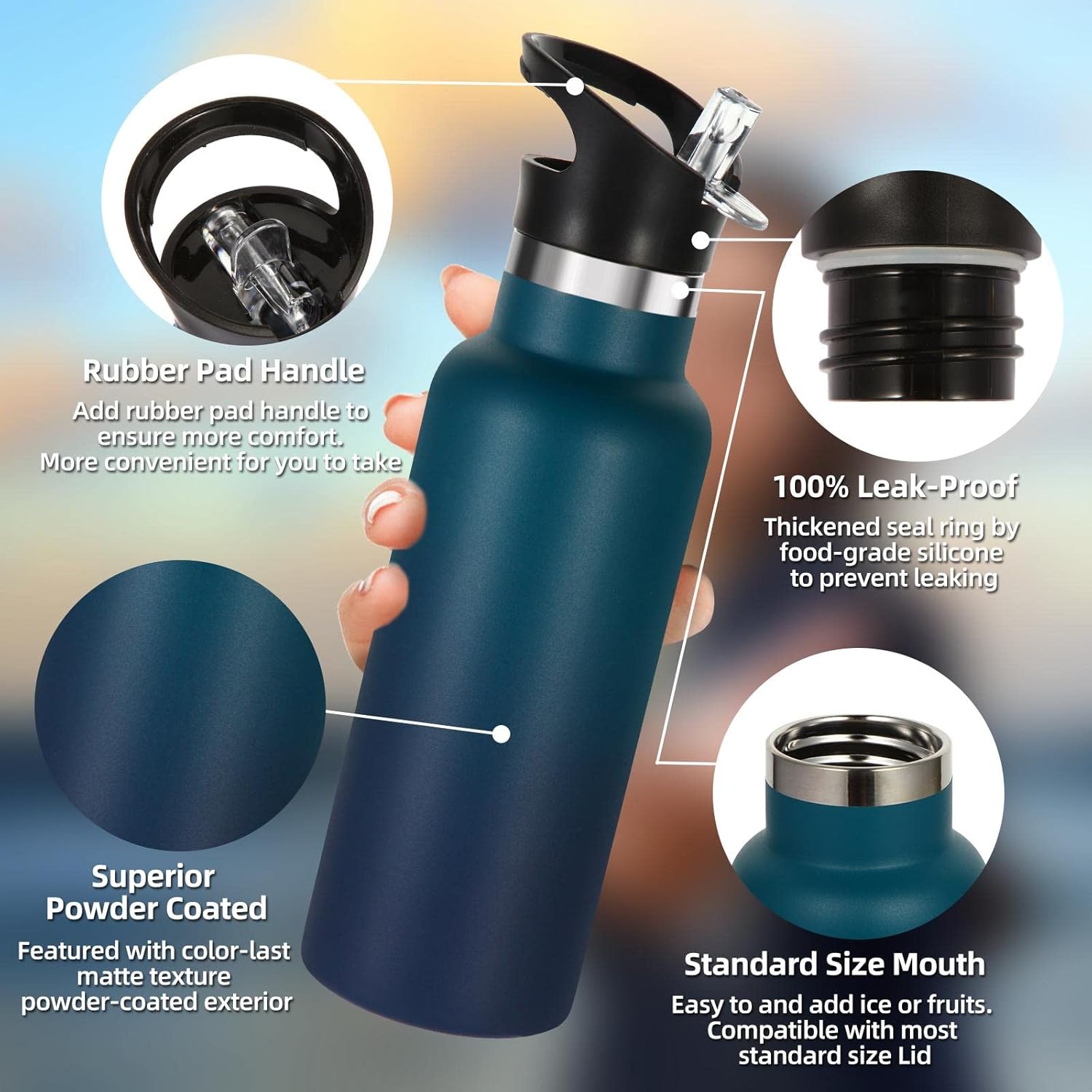 17oz Insulated Water Bottle Bulk 2 Pack,Stainless Steel Kids Water Bottles with Straw Lid,Double Wall Vacuum Metal Water Flask,Reusable Sports School Cups Keep Hot & Cold (Assorted,2 Set) - Image 2