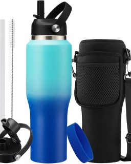 32 OZ Stainless-steel Insulated Water Bottles - Cold 48H & Hot 24H, Leak-Proof Metal Water Flask with Sleeve, Protective Boot, BPA Free Vacuum Insulated 32 Oz Water Bottle Fits In Cup Holder